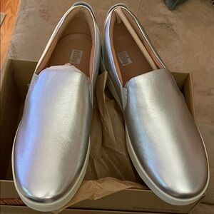 Fitflop Women's Silver Slip-On Sneakers